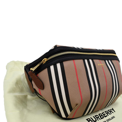 BURBERRY Icon Stripe Sonny E-Canvas Bum Bag Archive Beige