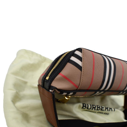 BURBERRY Icon Stripe Sonny E-Canvas Bum Bag Archive Beige