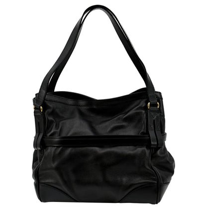 BURBERRY Bridle Lynher Calfskin Leather Tote Shoulder Bag Black