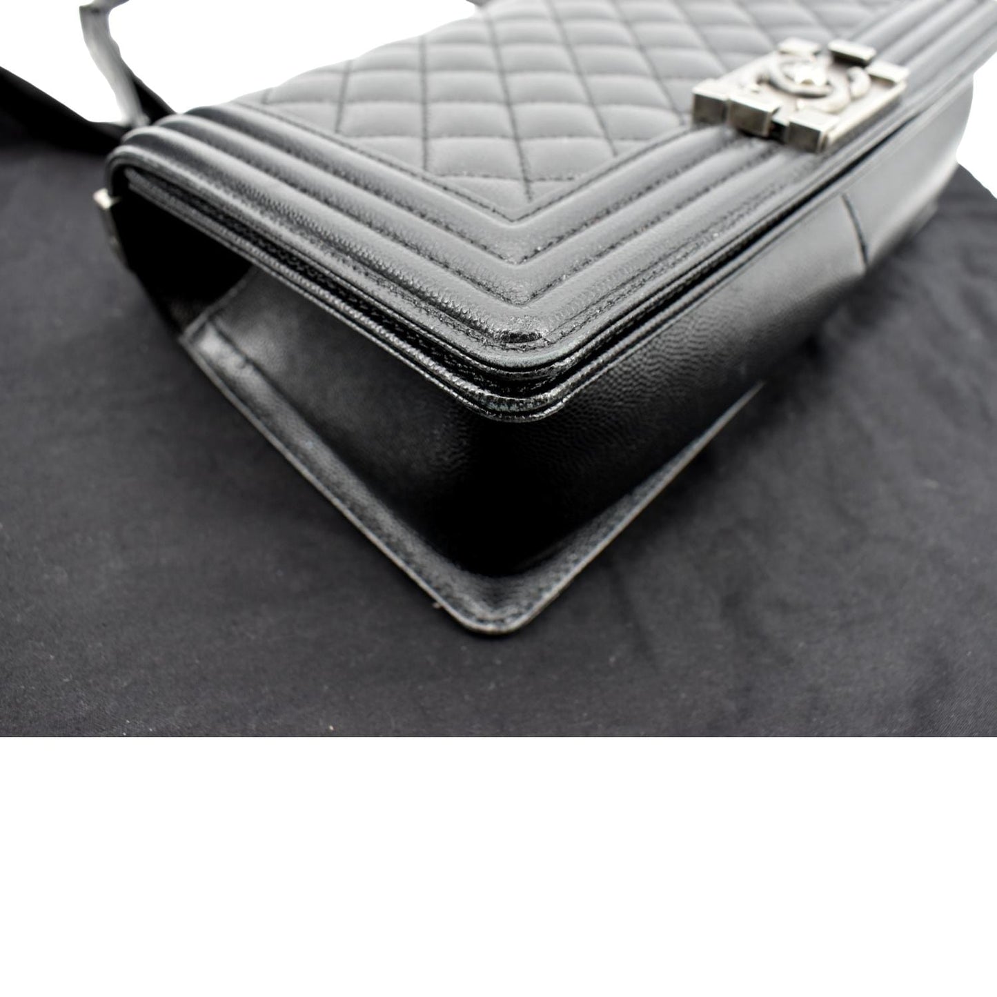 CHANEL Medium Boy Flap Caviar Leather Shoulder Bag Black