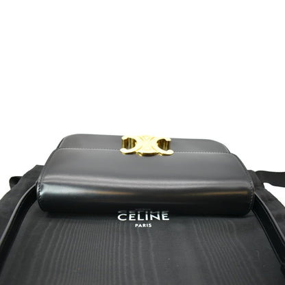 CELINE Triomphe Calfskin Leather Shoulder Bag Black