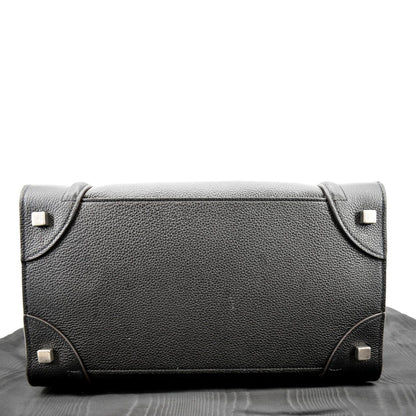 CELINE Drummed Mini Luggage Calfskin Leather Tote Bag Black - Hot Deals