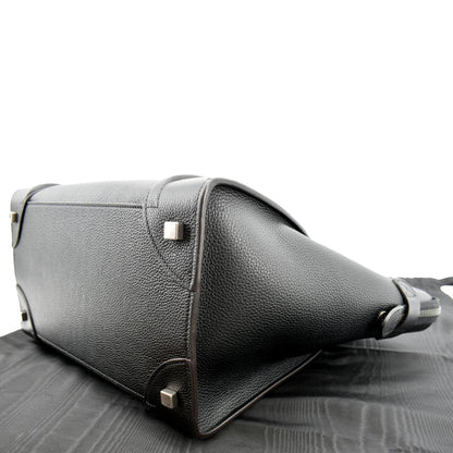 CELINE Drummed Mini Luggage Calfskin Leather Tote Bag Black - Hot Deals