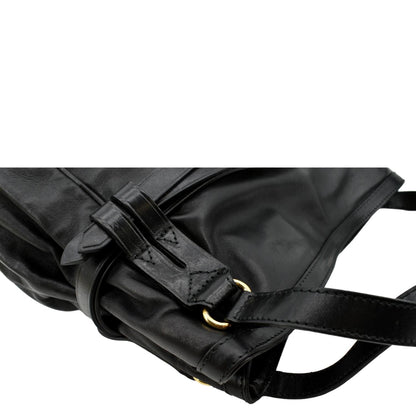 BURBERRY Bridle Lynher Calfskin Leather Tote Shoulder Bag Black