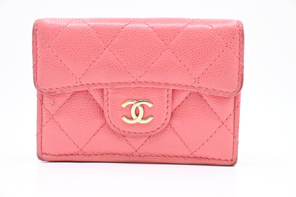 Chanel Compact Wallet in Pink Caviar Matelasse Leather