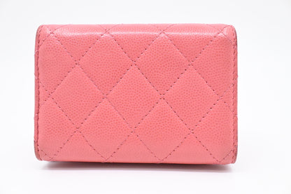 Chanel Compact Wallet in Pink Caviar Matelasse Leather