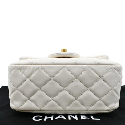 CHANEL Pearl Crush Mini Square Flap Leather Crossbody Bag White