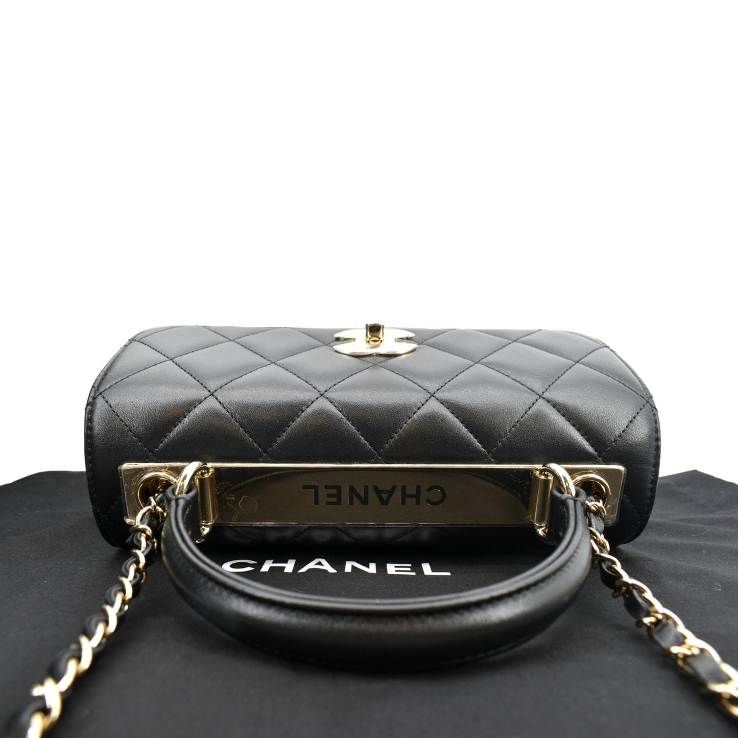 CHANEL Small Trendy CC Quilted Lambskin Dual Handle Flap Shoulder Bag Black