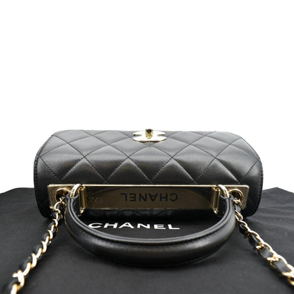 CHANEL Small Trendy CC Quilted Lambskin Dual Handle Flap Shoulder Bag Black