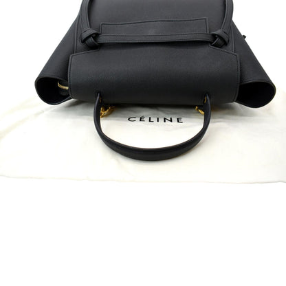CELINE Mini Belt Grained Calfskin Leather Shoulder Bag Black  - Hot Deals