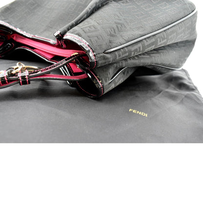 FENDI Zucchino Print Canvas Shopping Tote Bag Black
