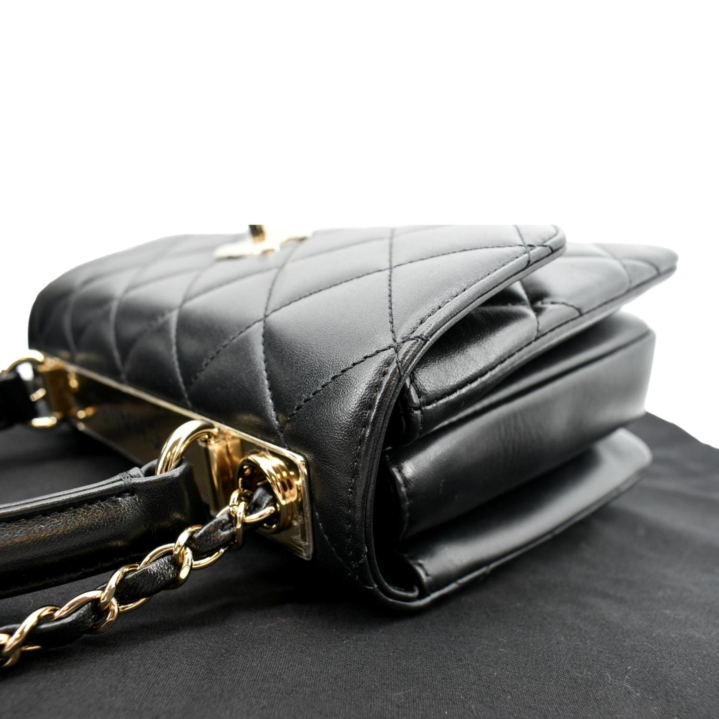CHANEL Small Trendy CC Quilted Lambskin Dual Handle Flap Shoulder Bag Black