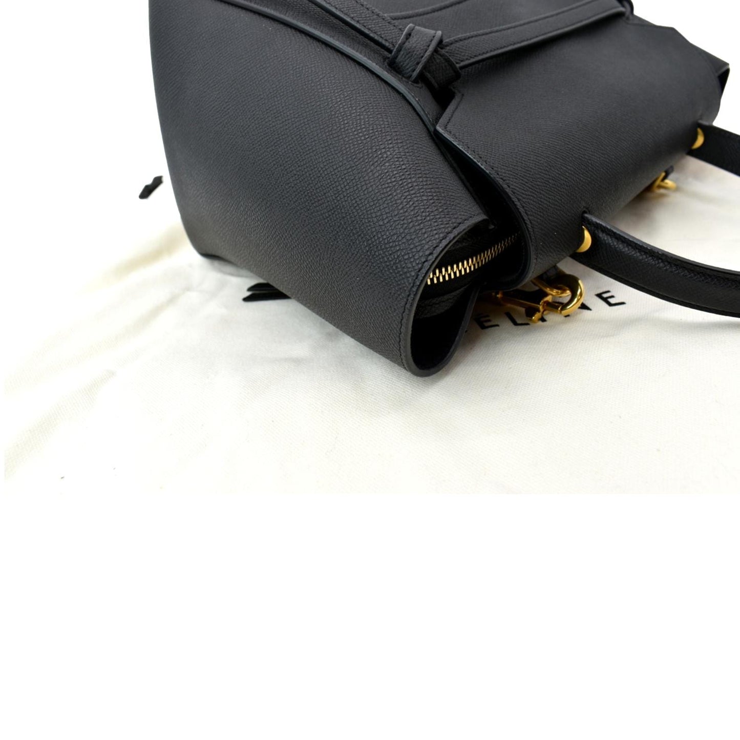 CELINE Mini Belt Grained Calfskin Leather Shoulder Bag Black  - Hot Deals