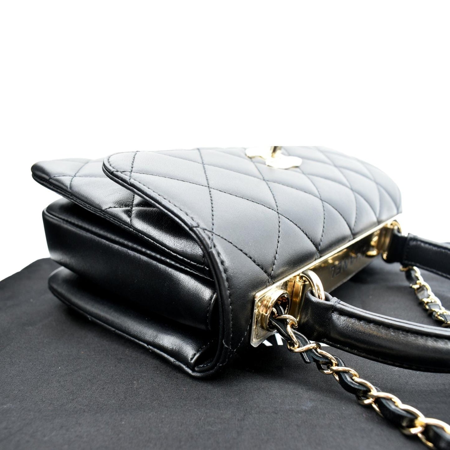 CHANEL Small Trendy CC Quilted Lambskin Dual Handle Flap Shoulder Bag Black
