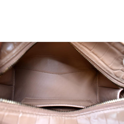 BALENCIAGA Neo Classic City Mini Croc Top Handle Shoulder Bag Brown