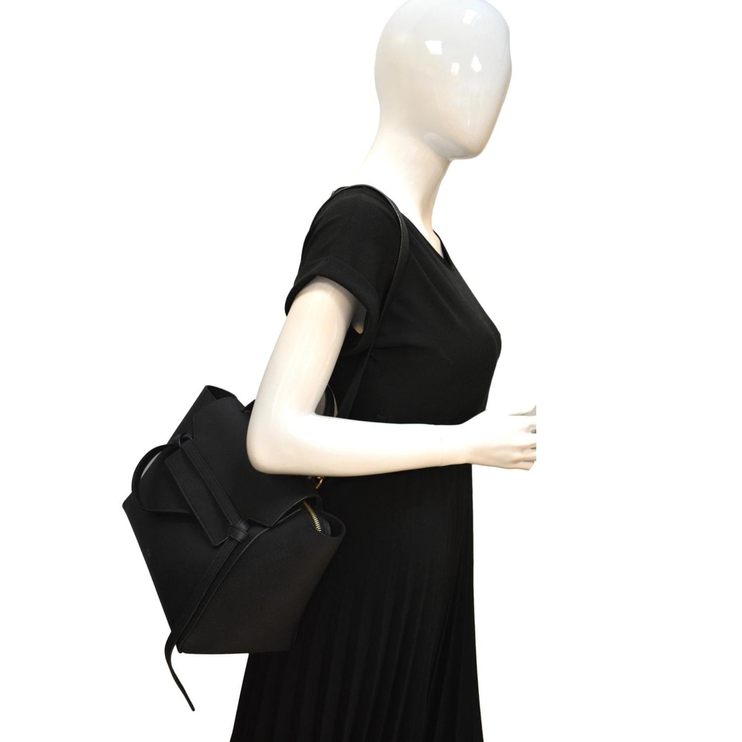 CELINE Mini Belt Grained Calfskin Leather Shoulder Bag Black  - Hot Deals