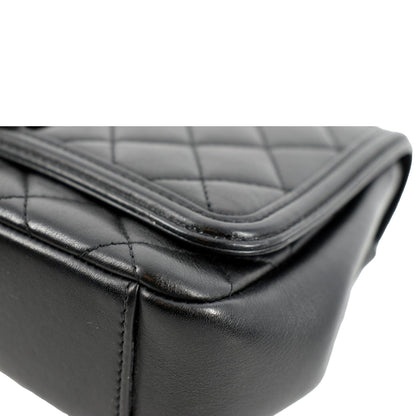 CHANEL Filigree CC Chain Around Leather Crossbody Bag Black