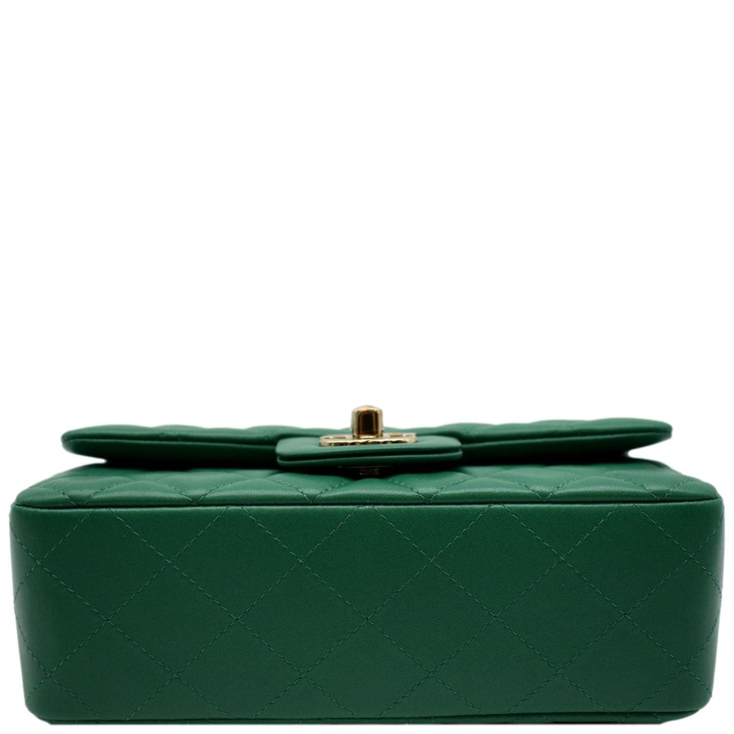 CHANEL Mini Rectangular Flap Quilted Leather Crossbody Bag Green