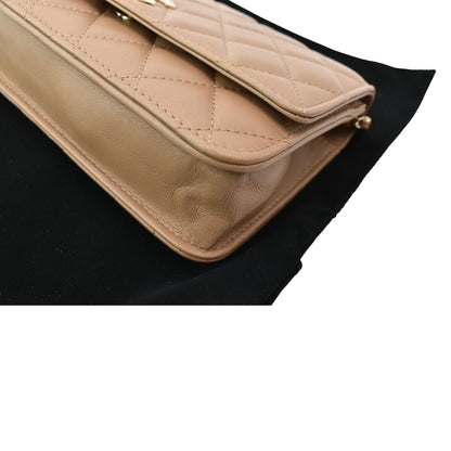 CHANEL Trendy CC Lambskin Leather Wallet On Chain Crossbody Bag Brown