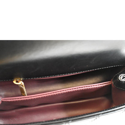 CHANEL Coco Mini Top Metal Handle Lambskin Leather Shoulder Bag Black