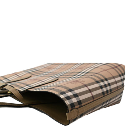 BURBERRY Reversible Haymarket Coated Canvas Tote Bag Tan