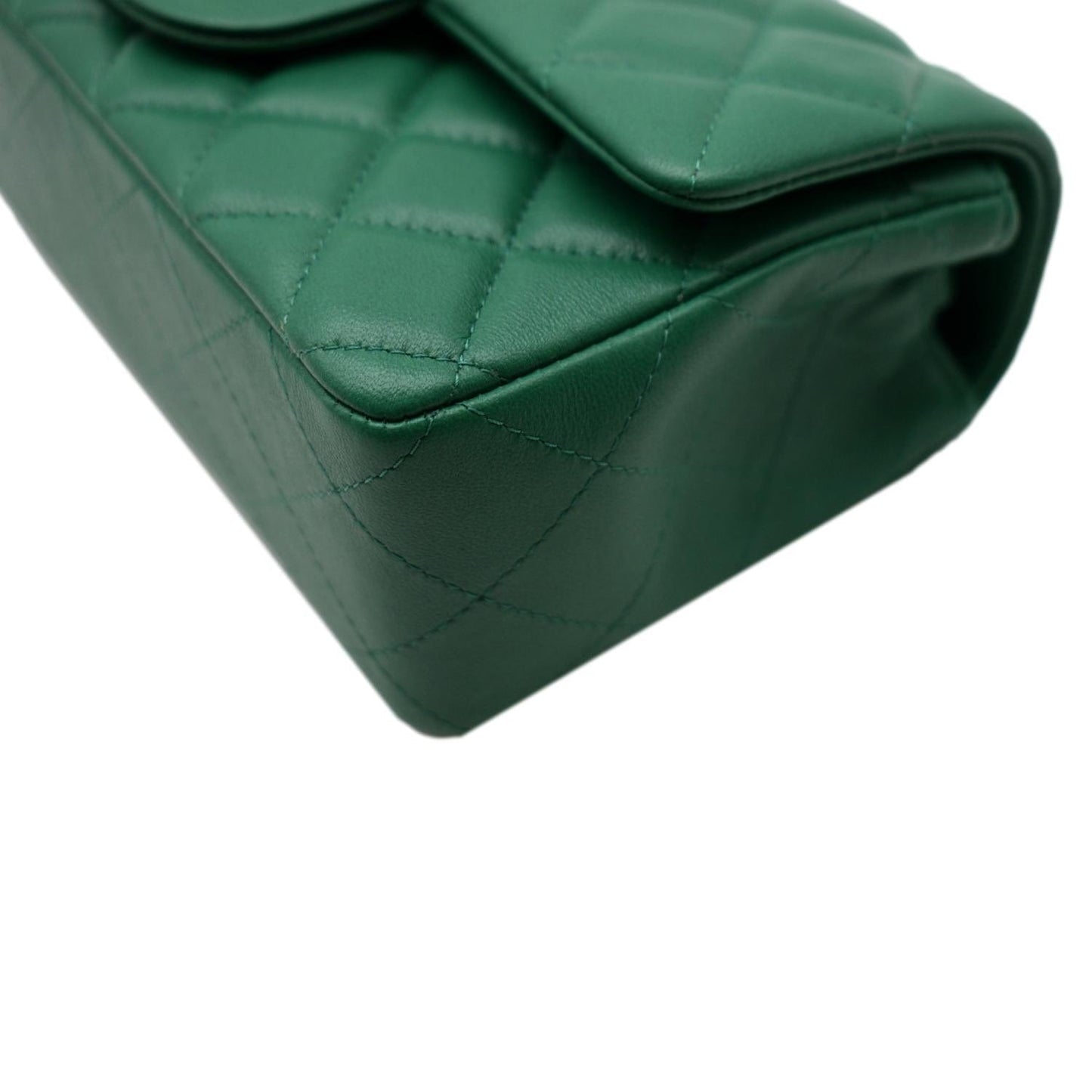 CHANEL Mini Rectangular Flap Quilted Leather Crossbody Bag Green