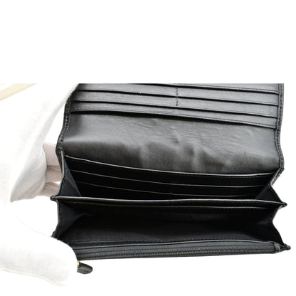 BURBERRY Check Leather Wallet Black