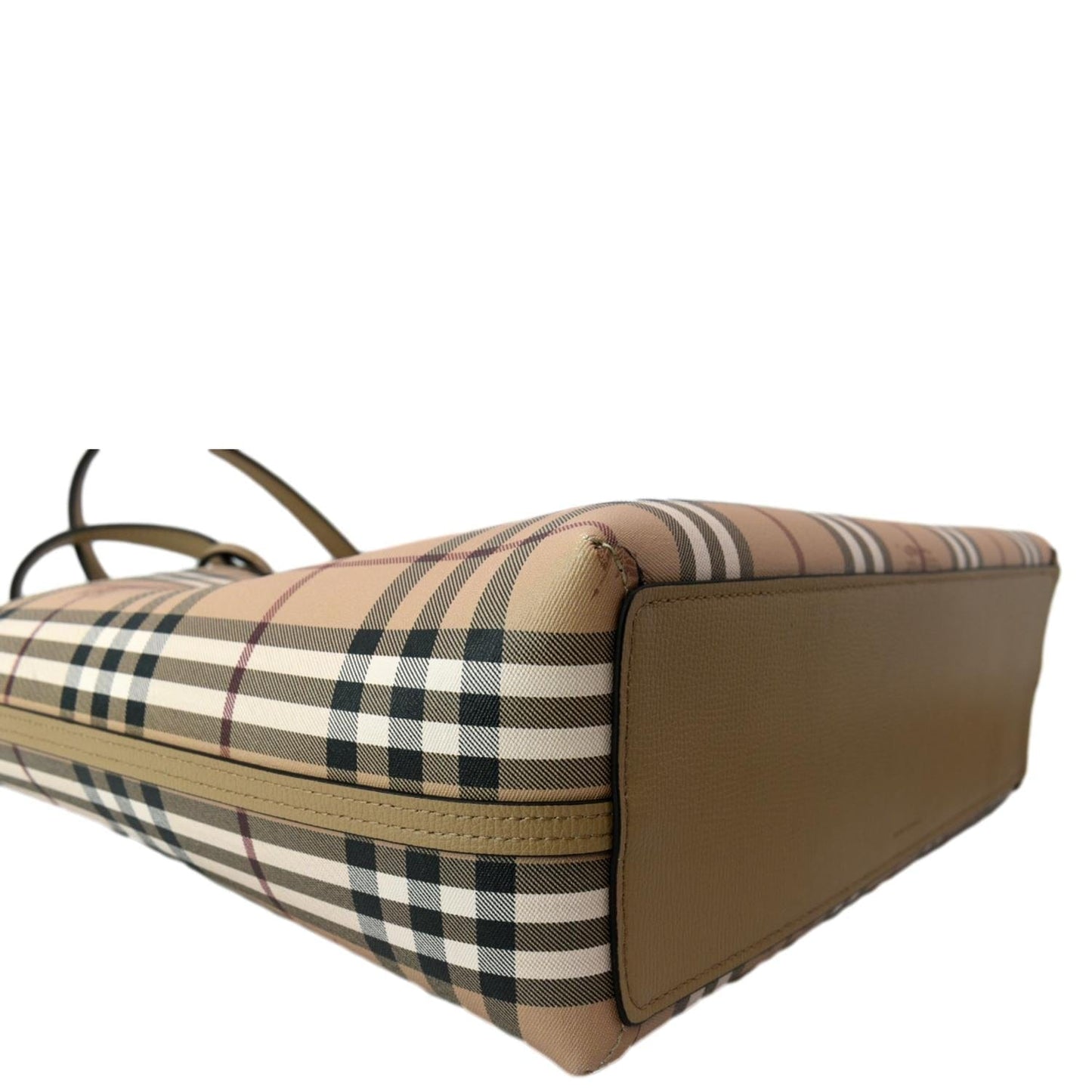 BURBERRY Reversible Haymarket Coated Canvas Tote Bag Tan