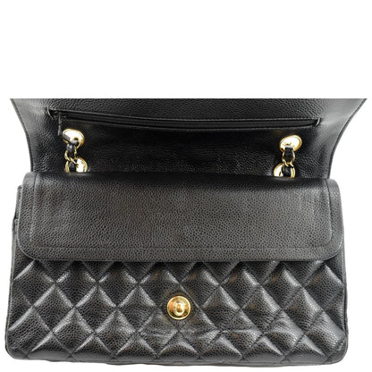 CHANEL Classic Double Flap Leather Shoulder Bag Black