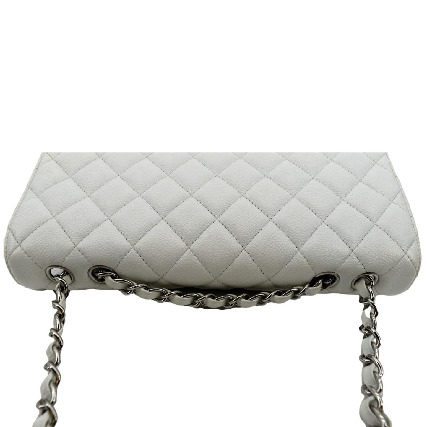 CHANEL Classic Jumbo Flap Caviar Leather Shoulder Bag White - Hot Deals