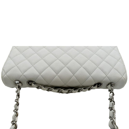 CHANEL Classic Jumbo Flap Caviar Leather Shoulder Bag White - Hot Deals