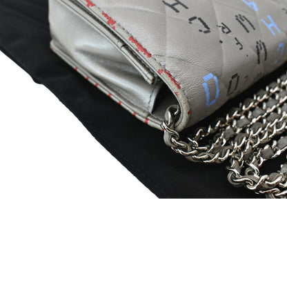 CHANEL Data Center Metallic Quilted Lambskin Wallet on Chain Gray