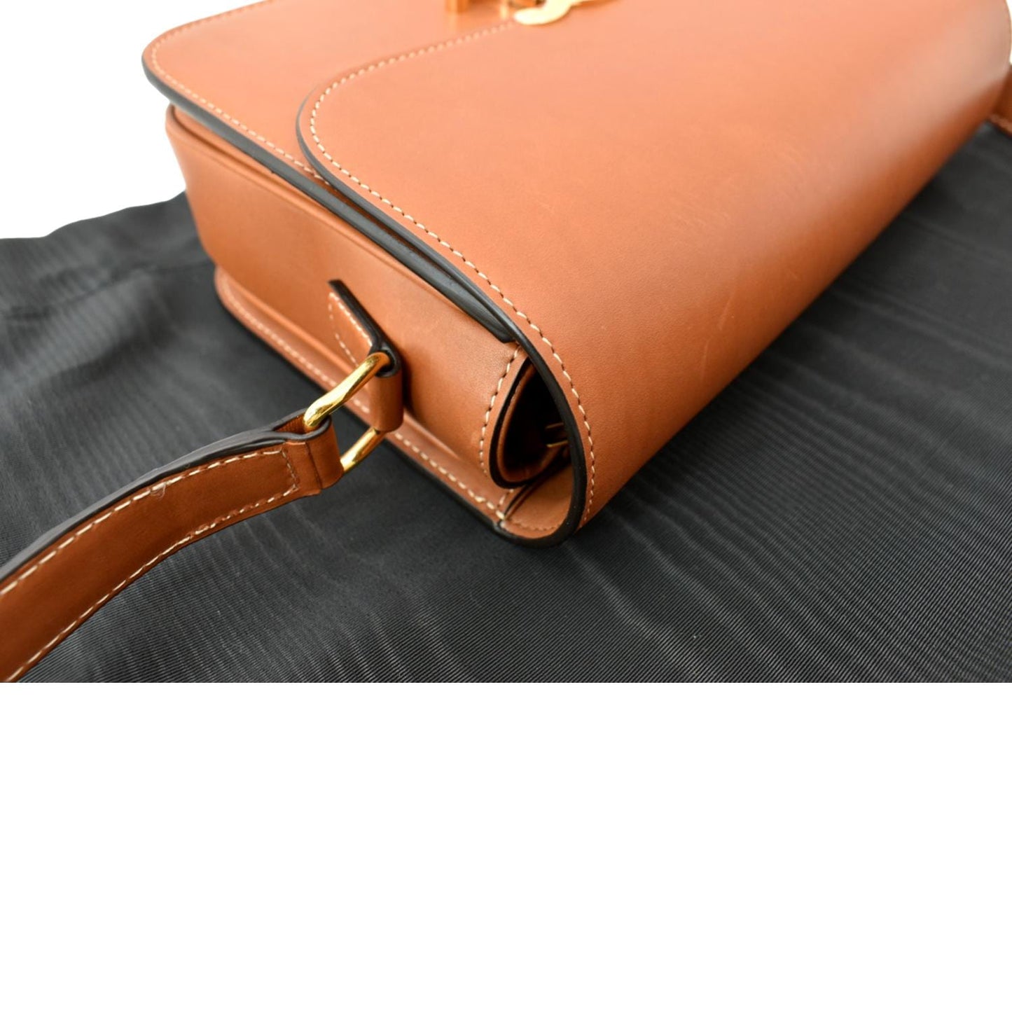 CELINE Classique Triomphe Calfskin Leather Shoulder Bag Tan