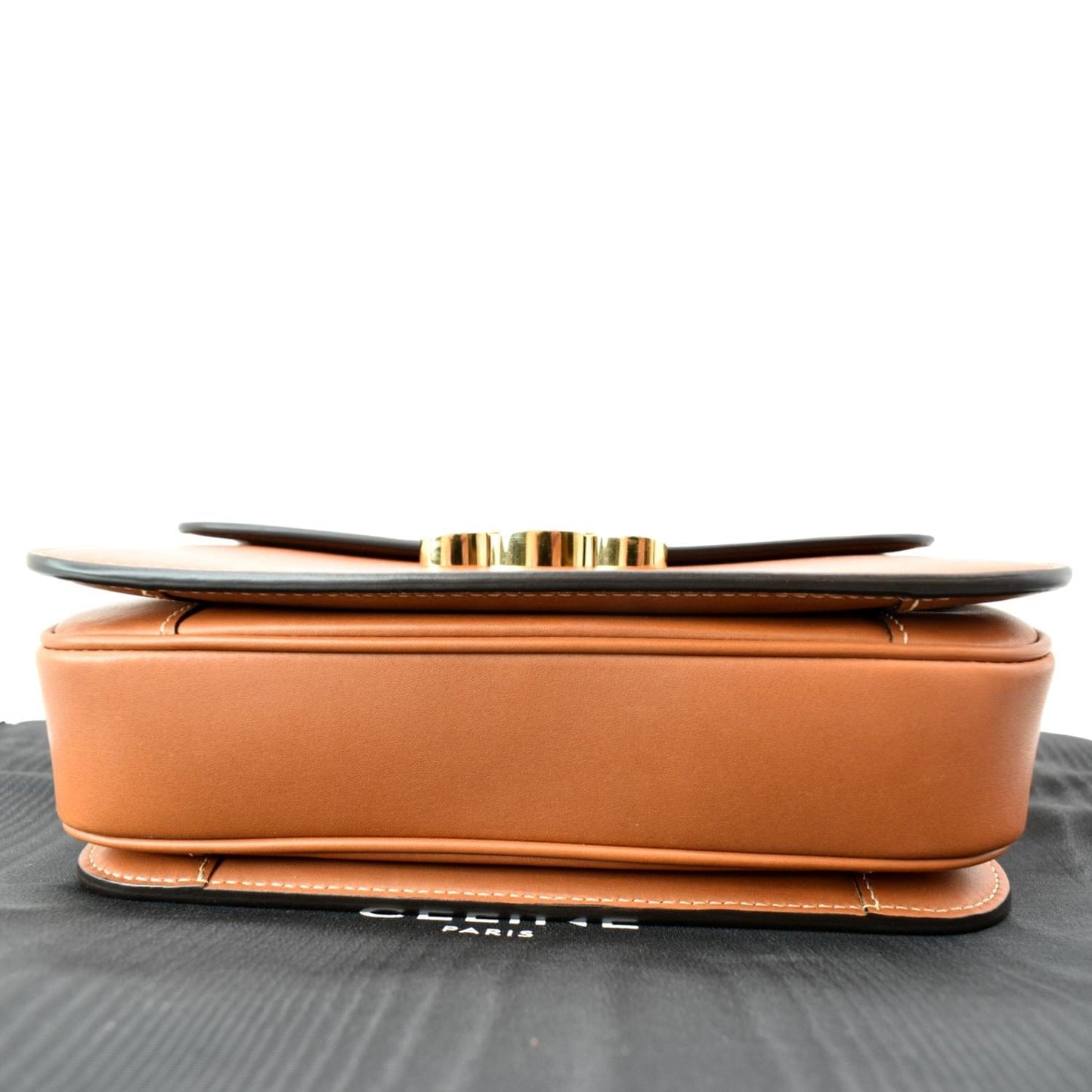 CELINE Classique Triomphe Calfskin Leather Shoulder Bag Tan