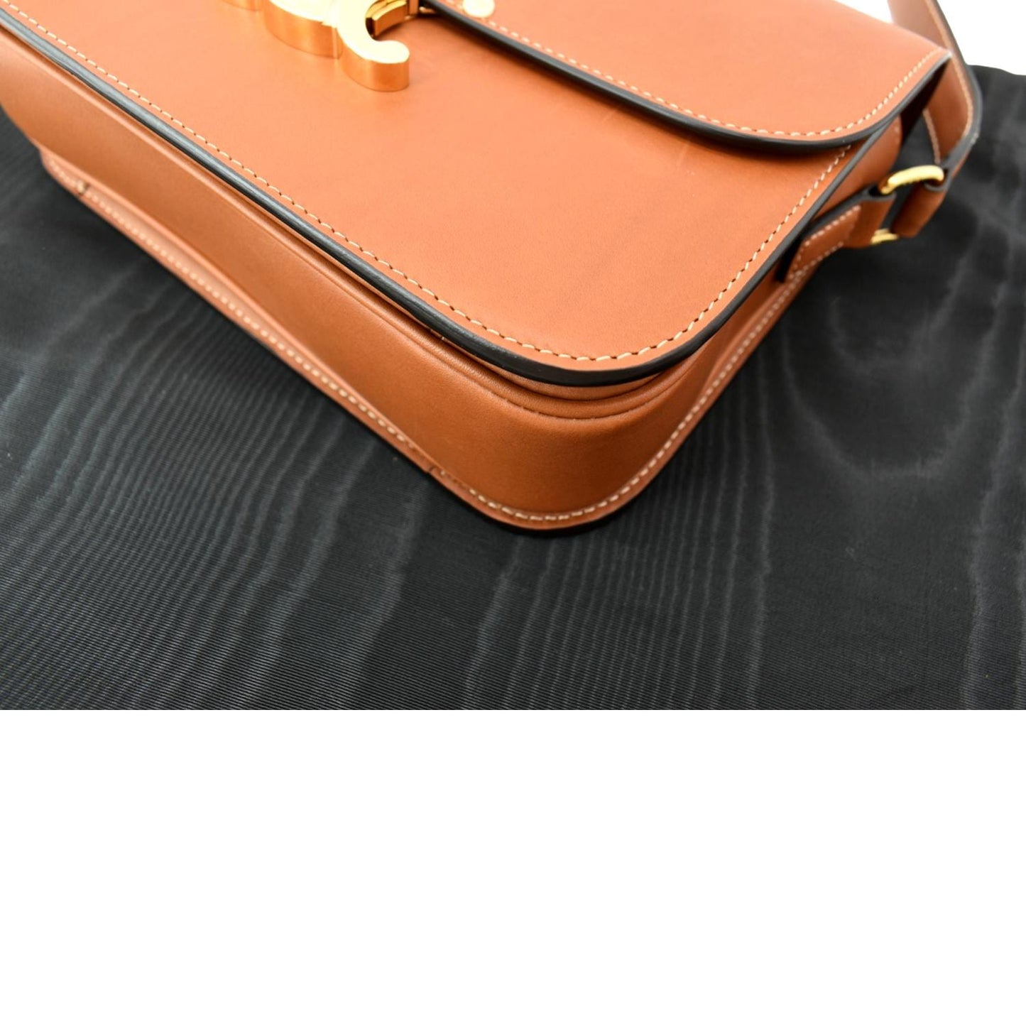 CELINE Classique Triomphe Calfskin Leather Shoulder Bag Tan