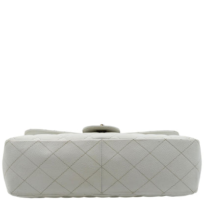 CHANEL Classic Jumbo Flap Caviar Leather Shoulder Bag White - Hot Deals