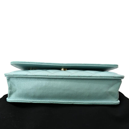 CHANEL CC WOC Caviar Leather Chain Crossbody Bag Light Blue