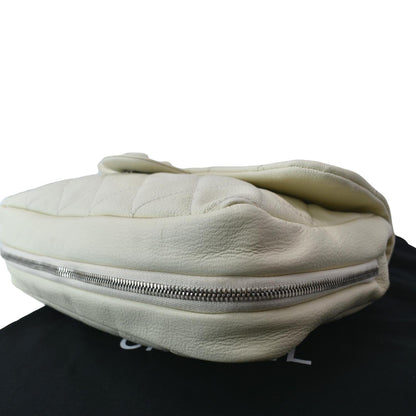 CHANEL Rope Handle Flap Chevre Leather Shoulder Bag White