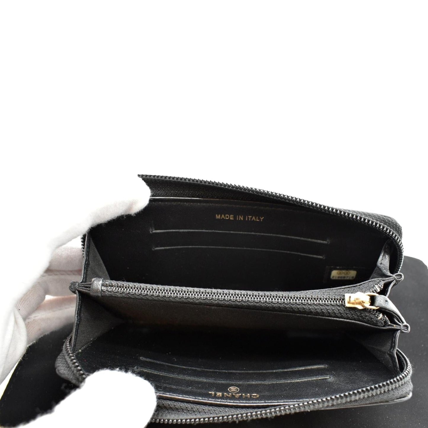 CHANEL Small Boy Lambskin Zip Around Wallet Black