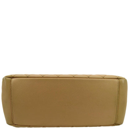 CHANEL Grand Shopping Caviar Leather GST Tote Bag Beige