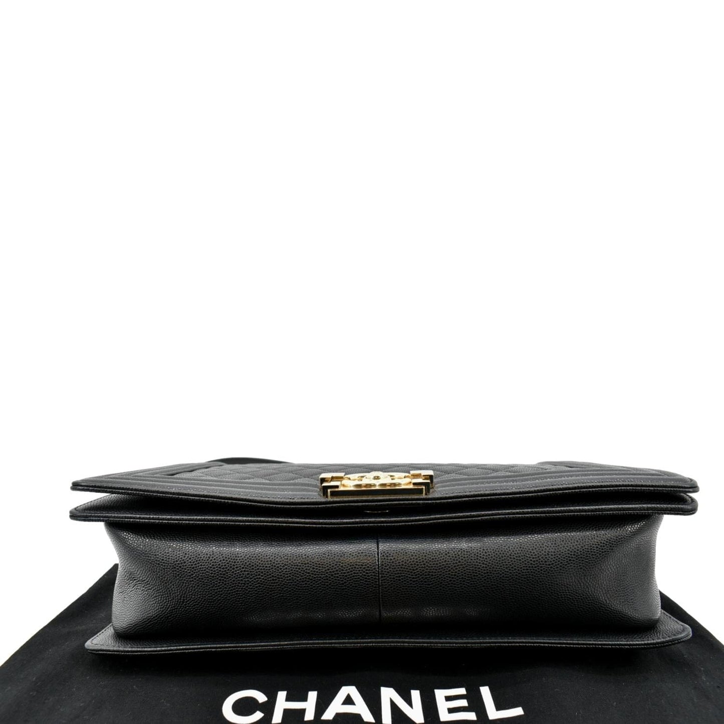 CHANEL Large Boy Flap Caviar Leather Shoulder Bag Black