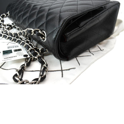 CHANEL Maxi Classic Flap Caviar Leather Shoulder Bag Black