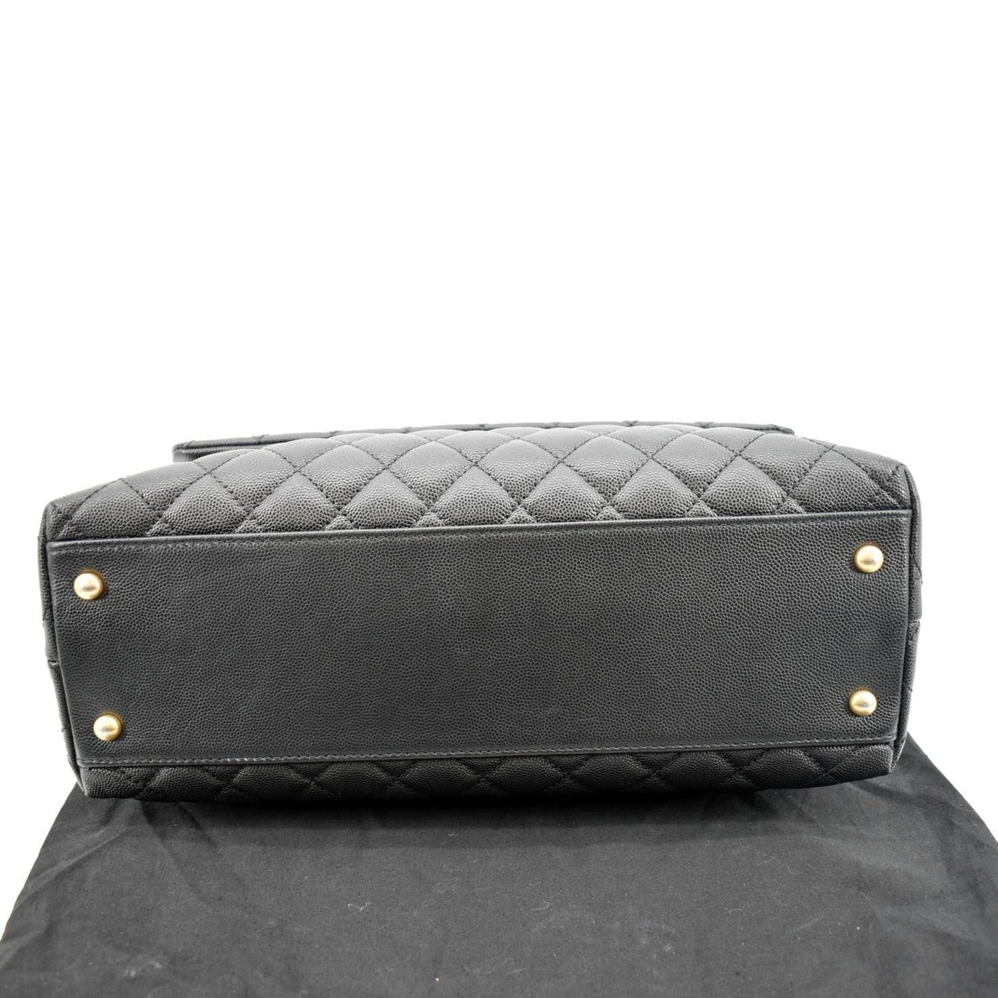 CHANEL Small Coco Quilted Caviar Lizard Handle Shoulder Bag Black  - Hot Deals