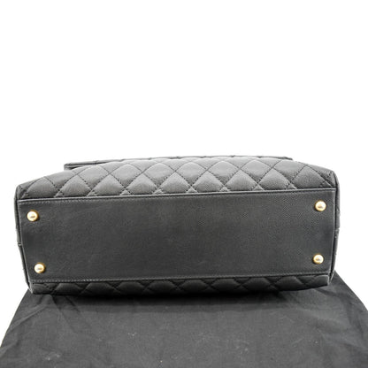 CHANEL Small Coco Quilted Caviar Lizard Handle Shoulder Bag Black  - Hot Deals