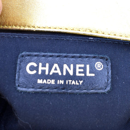 CHANEL Small Boy CC Chain Leather Shoulder Bag Metallic Gold