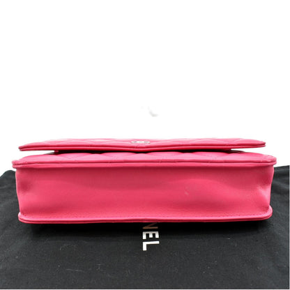 CHANEL WOC Quilted Leather Crossbody Wallet Fuchsia Pink