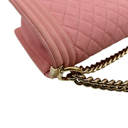 CHANEL Medium Boy Flap Caviar Leather Crossbody Bag Pink