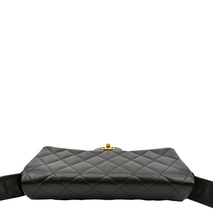 CHANEL Vintage Flap Quilted Leather Shoulder Bag Black