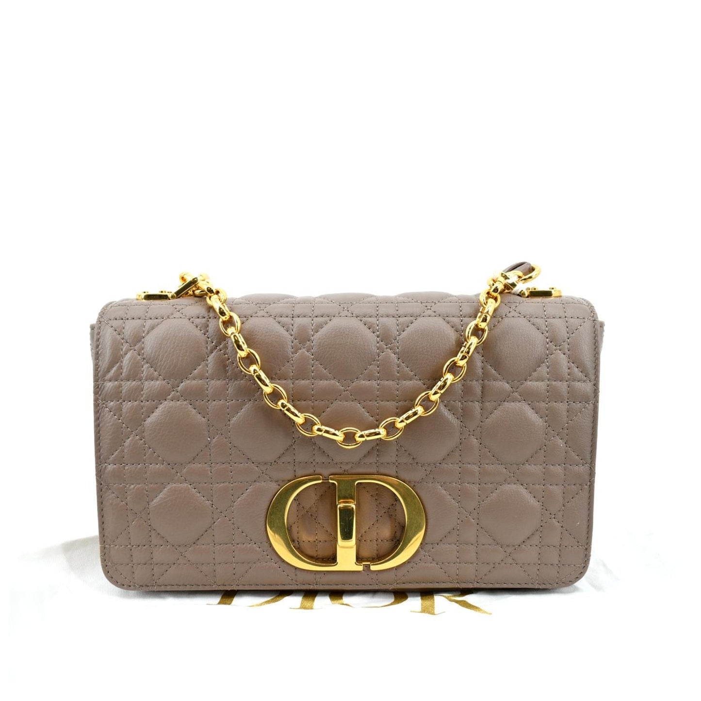CHRISTIAN DIOR Caro Iridescent Leather Shoulder Bag Metallic Pink