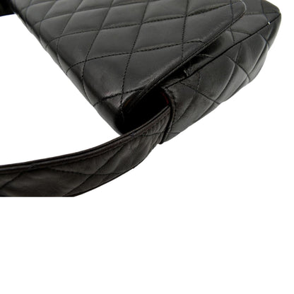 CHANEL Vintage Flap Quilted Leather Shoulder Bag Black